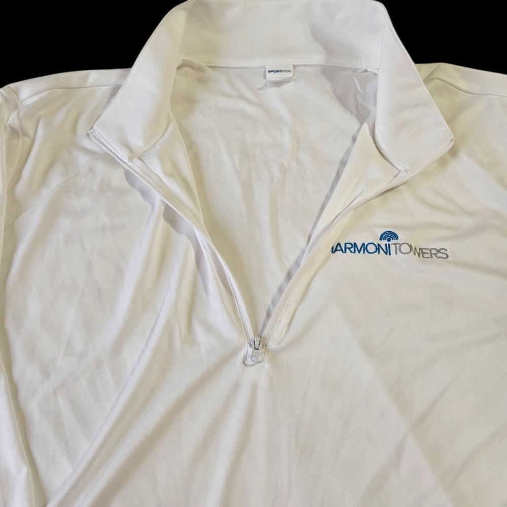 Sport-Tek 1/4 Zip Long Sleeve Shirt Size 2XL HarmoniTowers Logo Men's White